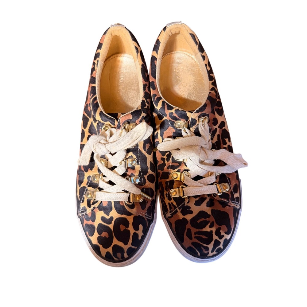Lilly Pulitzer Leopard Print‎ Low Top Sneakers Gold Hardware Womens Size 9